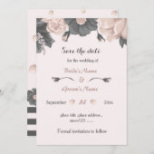 Stoffige roze grijze bloemen geweldig red de datum kaart (Voorkant / Achterkant)