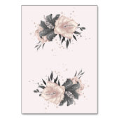 Stoffige roze grijze bloemen glitter zitgrafiek kaart (Achterkant)