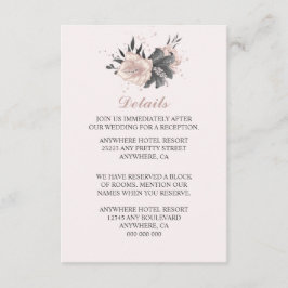 Stoffige roze grijze bloemen, knoppen & bloemblaad informatiekaartje