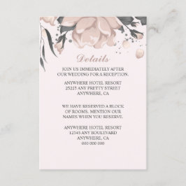 Stoffige roze grijze bloemen, knoppen & bloemblaad informatiekaartje