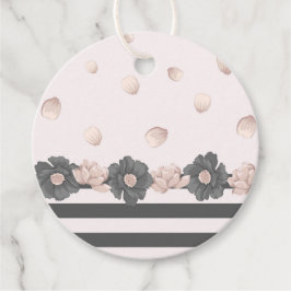 Stoffige roze grijze tropische bloemen bedankjes labels