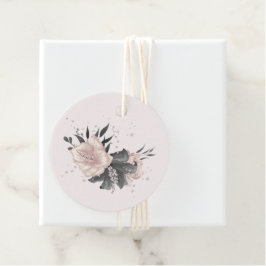 Stoffige roze grijze tropische bloemen bedankjes labels