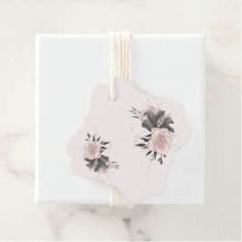 Stoffige roze grijze tropische bloemen bedankjes labels