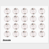 Stoffige roze grijze tropische bloemen dank u ronde sticker (Vel)