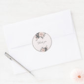 Stoffige roze grijze tropische bloemen dank u ronde sticker (Envelop)
