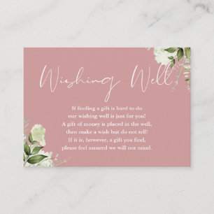 Stoffige Roze Groene Bloemige Wensput Huwelijk Informatiekaartje