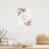 Stoffige Roze Groene Bruidsdouche Welkom Poster (Keuken)