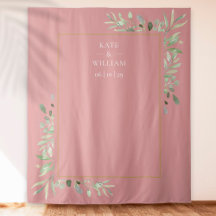 Stoffige Roze Groene Huwelijksfotohokje Achtergron