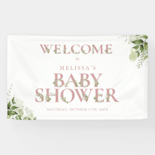 Stoffige Roze Groene Letter Baby Shower Welkom Spandoek