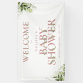 Stoffige Roze Groene Letter Baby Shower Welkom Spandoek (Verticaal)