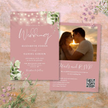 Stoffige Roze Groenery Lichtjes QR Code Foto Bruil