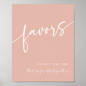 Stoffige roze gunst teken moderne minimalistische poster (Voorkant)