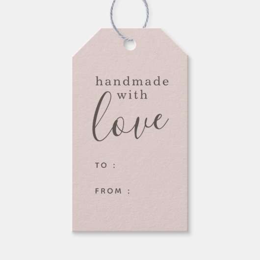 Stoffige Roze Handgemaakt met Liefde Cadeaulabel (Voorkant)