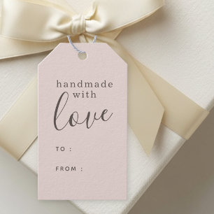 Stoffige Roze Handgemaakt met Liefde Cadeaulabel