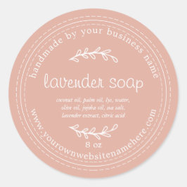 Stoffige Roze Handgemaakte Lavendelzeep Ronde Sticker