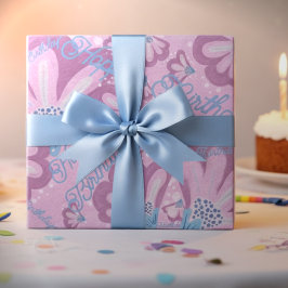 Stoffige roze handgeschilderde bloemen inpakpapier vel