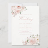 Stoffige Roze Hemelse Blush Bruiloft Kaart (Voorkant)