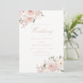 Stoffige Roze Hemelse Blush Bruiloft Kaart (Staand voorkant)