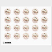 Stoffige Roze Herfst Bloemen Witte Pompoen Baby sh Ronde Sticker (Vel)