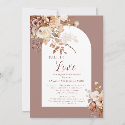 Stoffige roze Herfst in liefde bloemig Vrijgezelle Kaart (Voorkant)