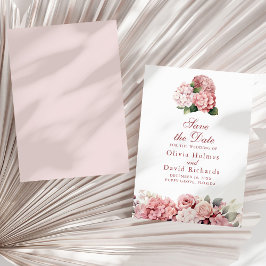 Stoffige Roze Hortensia Bewaar de Datum Save The Date