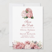 Stoffige Roze Hortensia Bewaar de Datum Save The Date (Voorkant)