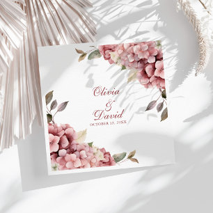 Stoffige Roze Hortensia Huwelijksservetten  Servet