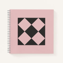 Stoffige Roze & Houtskool Zwarte Geometrische Noti Notitieboek
