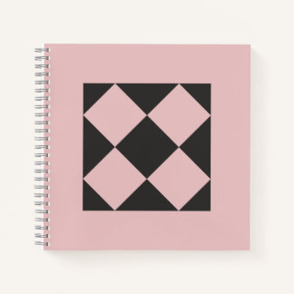 Stoffige Roze & Houtskool Zwarte Geometrische Noti Notitieboek