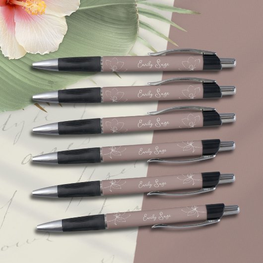 Stoffige Roze Ivoor Bloem Lijn Kunst Minimalistisc Pen
