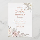 Stoffige Roze & Ivoren Bloemige Bruidsmeisjesfeest Folie Uitnodiging (Voorkant)