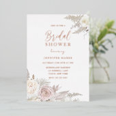 Stoffige Roze & Ivoren Bloemige Bruidsmeisjesfeest Folie Uitnodiging (Staand Voorkant)