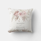 Stoffige Roze & Ivoren Bloemige Bruiloft of jubile Kussen (Voorkant)