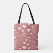 Stoffige Roze Ivoren Harten Tote Bag (Achterkant)