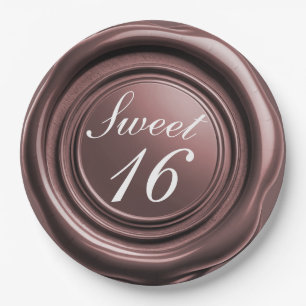 Stoffige roze kaars was zegel druppel Sweet 16 bru Papieren Bordje