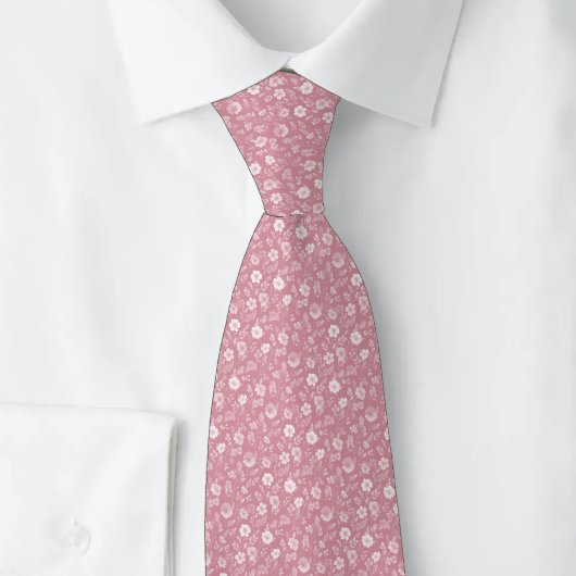 Stoffige Roze Kleine Bloemen Stropdas