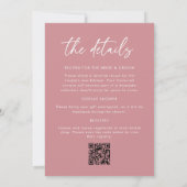 Stoffige Roze Koppel Bruiloft All in One QR Code Kaart (Achterkant)