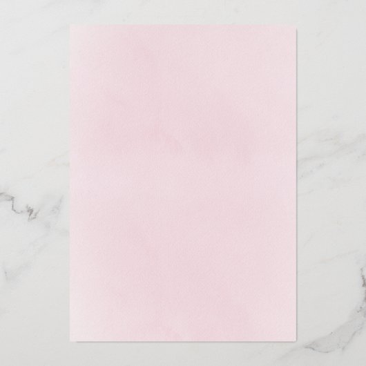 stoffige roze krans Doop en 1e Verjaardag Folie Uitnodiging (Achterkant)