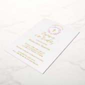 stoffige roze krans Doop en 1e Verjaardag Folie Uitnodiging (Gedraaid)