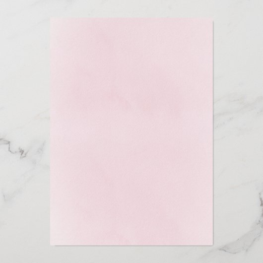 stoffige roze krans Doop en 1e Verjaardag Folie Uitnodiging (Achterkant)