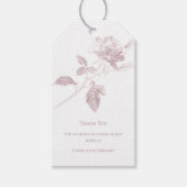 Stoffige Roze Lijn Kunst Roos Dank U Trouwfeest Cadeaulabel (Voorkant)
