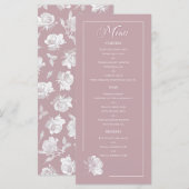 Stoffige Roze Lijn Kunst Roos Eetservies Details T Menu (Voorkant / Achterkant)
