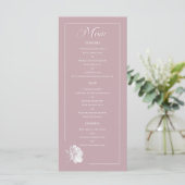 Stoffige Roze Lijn Kunst Roos Eetservies Details T Menu (Staand voorkant)