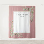 Stoffige Roze Loof Bruidsfeest Foto Achtergrond Wandkleed (Voorkant)