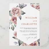 Stoffige Roze Loof Modern Bruiloft Folie Uitnodiging (Voorkant)