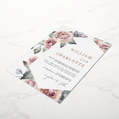 Stoffige Roze Loof Modern Bruiloft Folie Uitnodiging (Gedraaid)