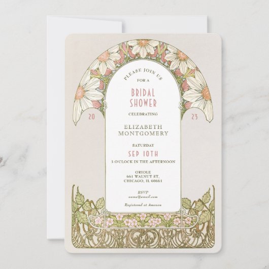 Stoffige Roze Madeliefjes Bruidsuitnodiging Art No Kaart (Voorkant)