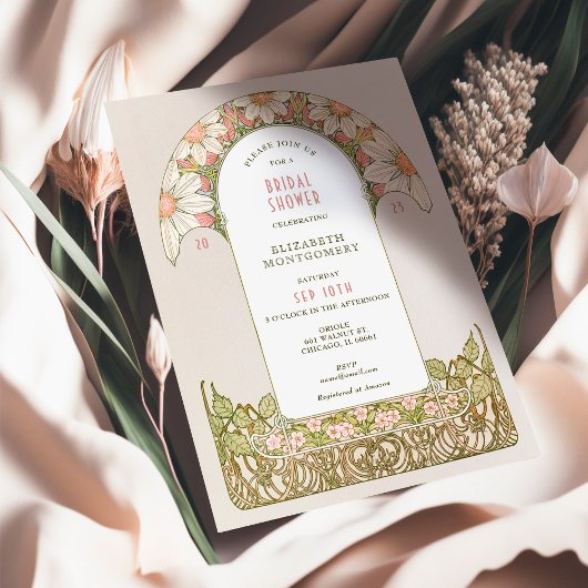 Stoffige Roze Madeliefjes Bruidsuitnodiging Art No Kaart