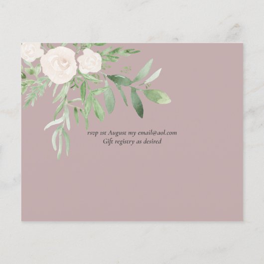 Stoffige Roze Magnolia Sage Bloemige TROUWEN MET E Flyer (Achterkant)