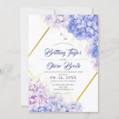 Stoffige Roze & Marineblauwe Flora Hydrangea Bruil Kaart (Voorkant)